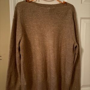 Loft Sequin Boatneck Rib Trim Sweater size XL